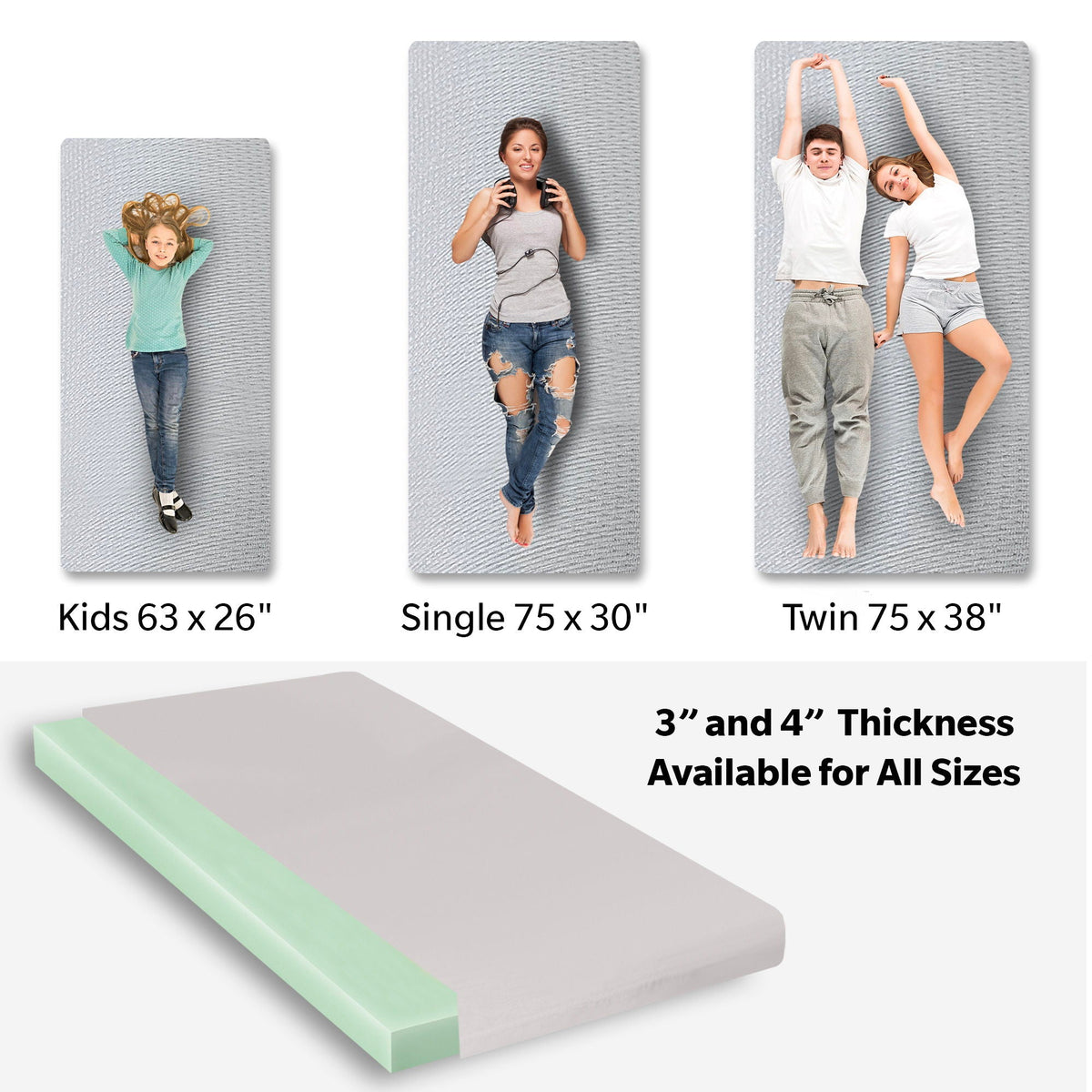 Memory Foam Camping Mattress with Water-Resistant Zipper Cover - Gray