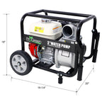 Honda GX160 Engine Water Pump 3" with Accessories Kit and Handle Wheel Kit - Black/Red