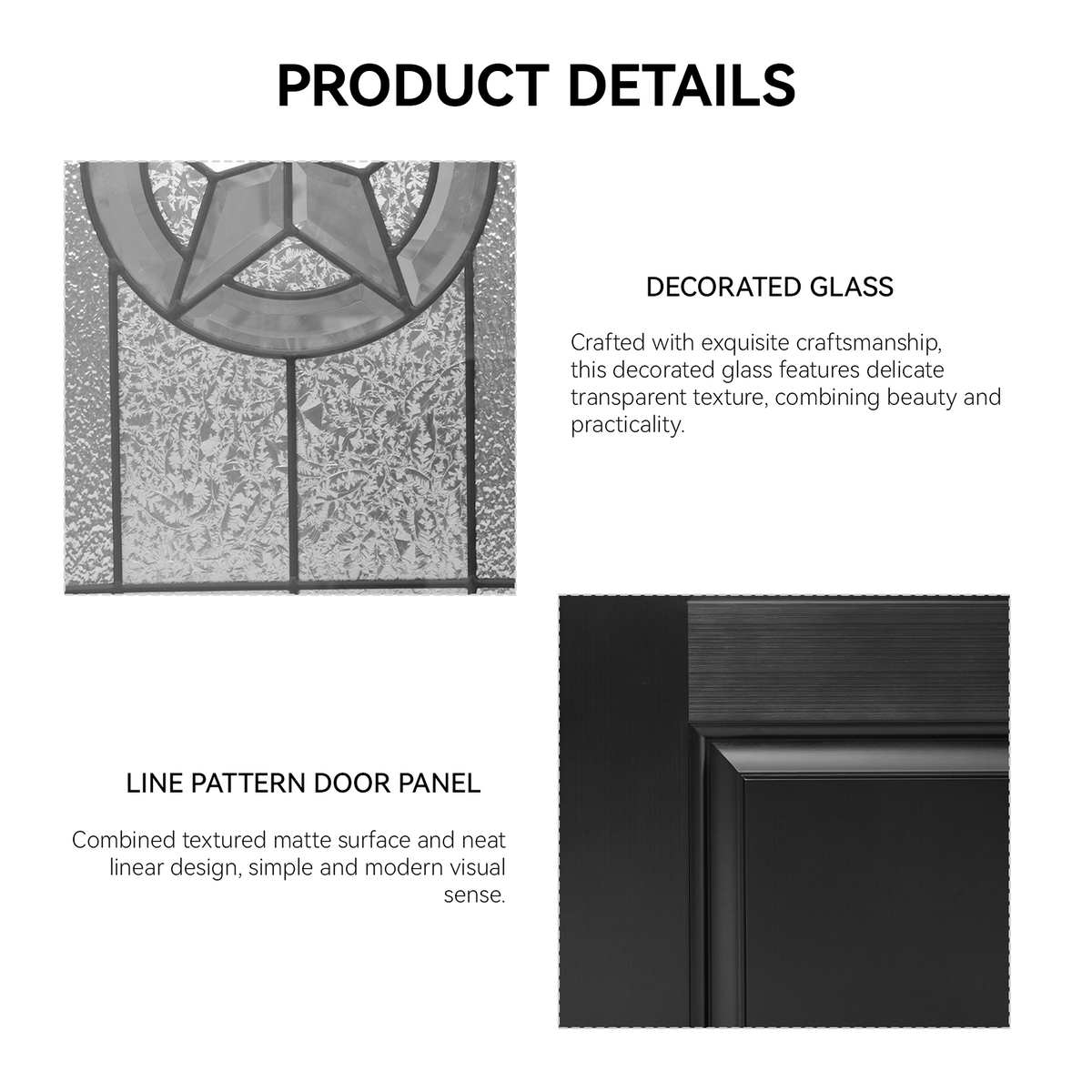 36"x80" Fiberglass Front Door with Durable Construction - Black