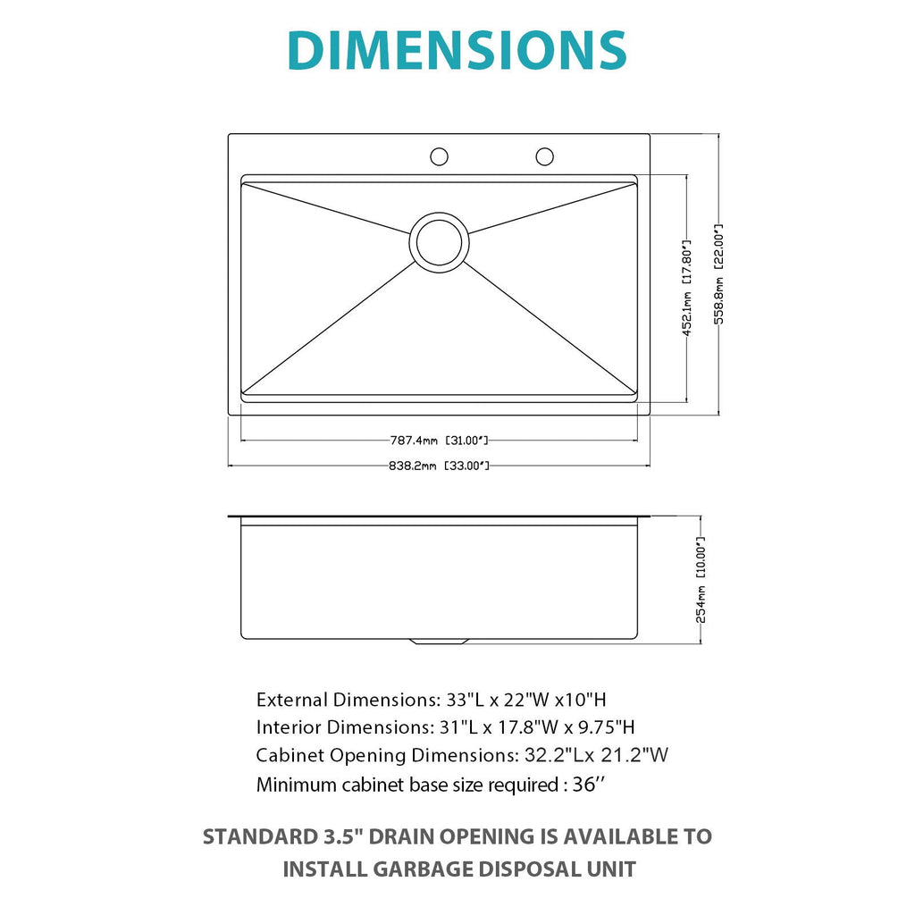 Stainless Steel Drop In Kitchen Sink with Workstation - Gray or Gold