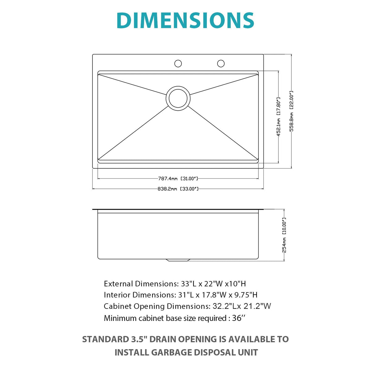 Stainless Steel Drop In Kitchen Sink with Workstation - Gray or Gold