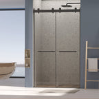 Dual Sliding Frameless Shower Door with Silent Soft-Close Design - Matte