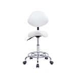 Saddle Stool Chair with Backrest - Ergonomic Support - White