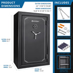 Tall Fireproof Protection Safe Vault with Solid Steel Construction - Black