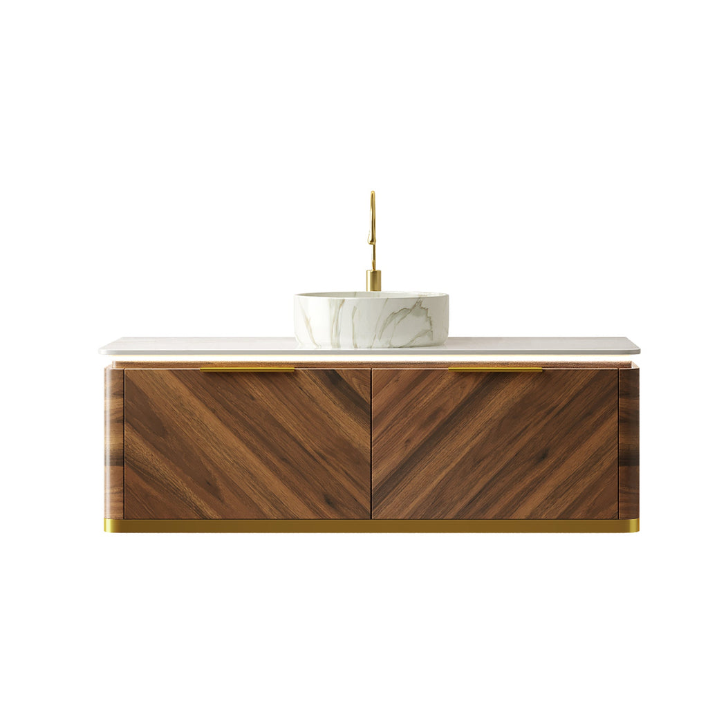 DIPA 48" Bathroom Vanity & Sink with Sintered Stone Top - Dark Walnut