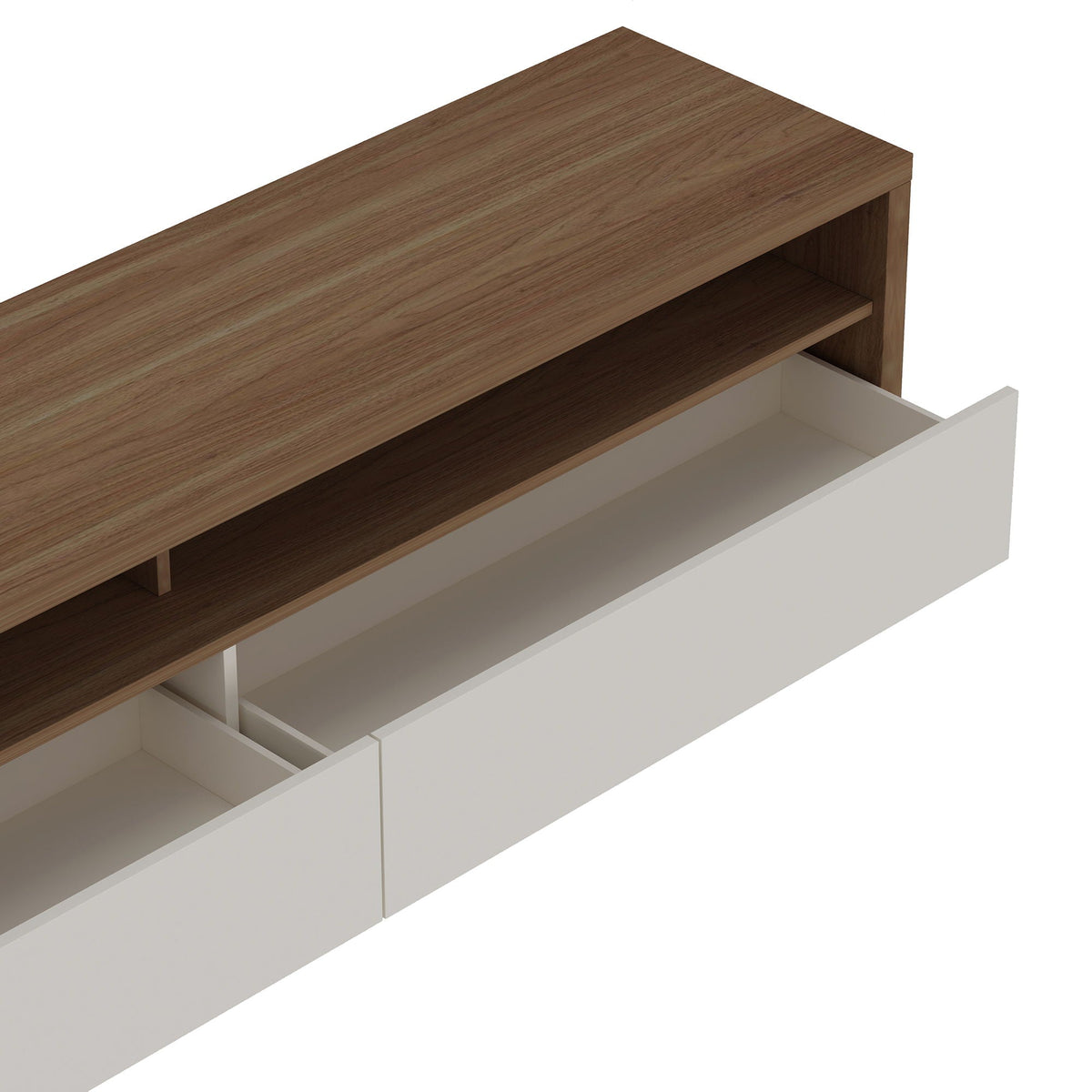 Modern 70" TV Stand with Full Extension Drawers - White or Light Brown