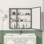 Medicine Cabinet with Adjustable Shelves and Mirror - Black Brown