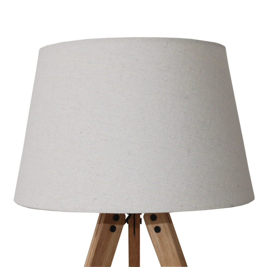 Decorative LED Desk Lamp with 3-Legged Solid Wood Base - Natural