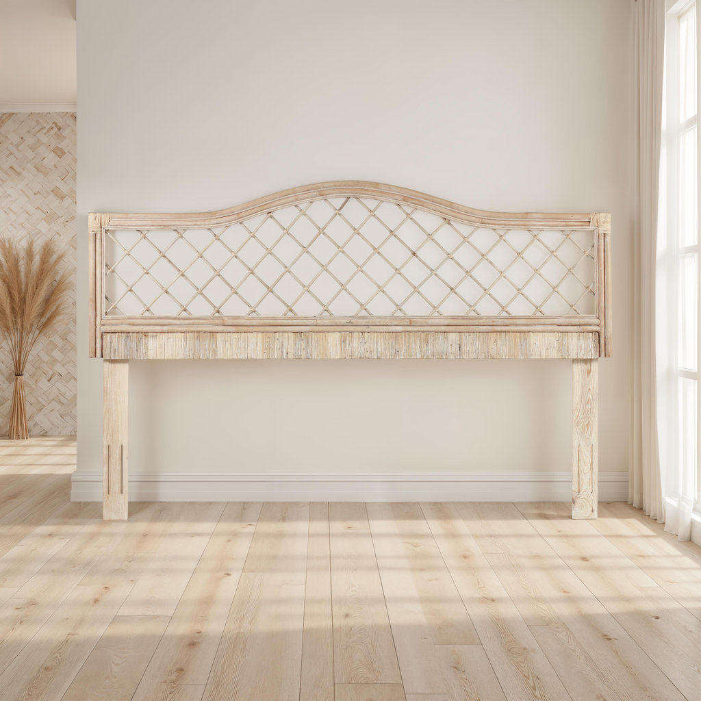 King Size Rattan Headboard with Adjustable Height - Natural