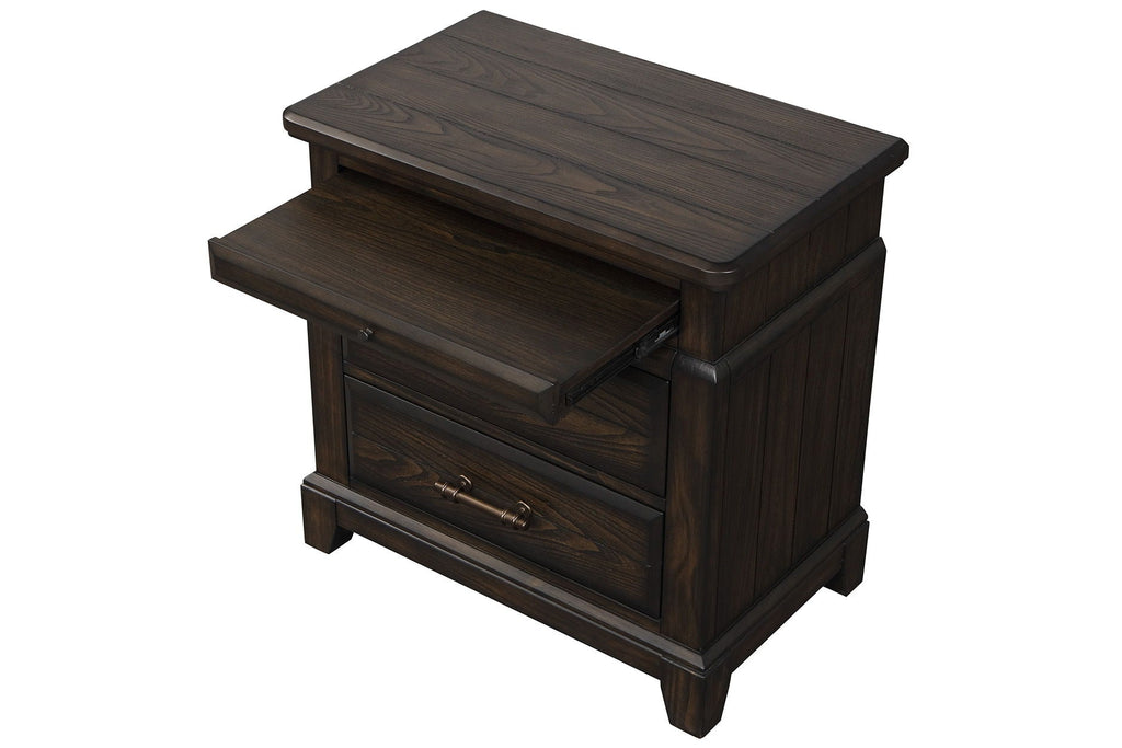 2 Drawer Nightstand with Pull-Out Tray - Mahogany