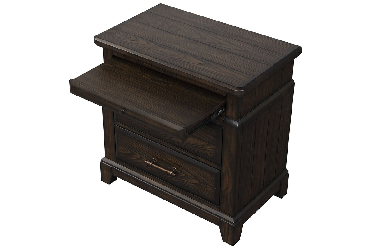 2 Drawer Nightstand with Pull-Out Tray - Mahogany