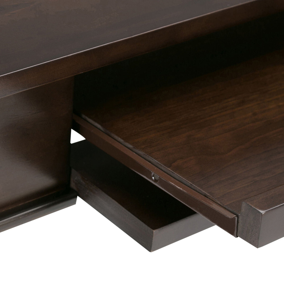 Solid Wood Writing Desk with Flip-Down Keyboard Tray - Dark Tobacco Brown