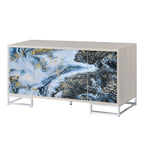 Liam Marble Paint Console Cabinet with Chrome Base - Multi