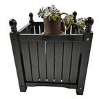Square Outdoor Planter with Solid Wood Construction - Black