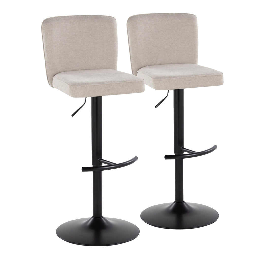 Contemporary Adjustable Barstool Set with Swivel and Rounded T Footrest - Black, White, Beige