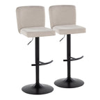 Contemporary Adjustable Barstool Set with Swivel and Rounded T Footrest - Black, White, Beige
