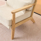 Living Room Chair with Lumbar Pillow and Solid Wood Frame - Dark Gray, Dark Green, Beige