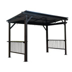 6.5x12FT Hardtop Grill Gazebo with Two Side Shelves - Gray