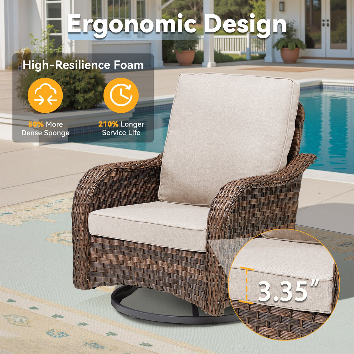 Patio Wicker Rocking Swivel Glider Rocker Chair Set of 2