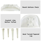 Ivory Swivel Vanity Chair with Tufted Back - Dorothy