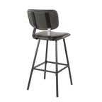 Contemporary Barstool Set with Zig Zag Stitching - Black / Gray