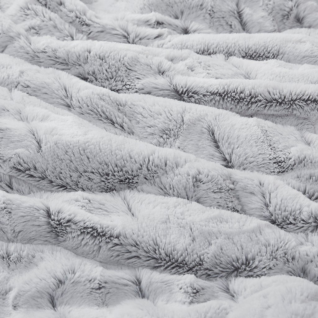Twin/Twin XL Faux Fur Comforter Mini Set with Hypoallergenic Fill - Grey