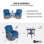 Wicker Outdoor Swivel Chairs Set with Side Table - Rattan, Weather-Resistant