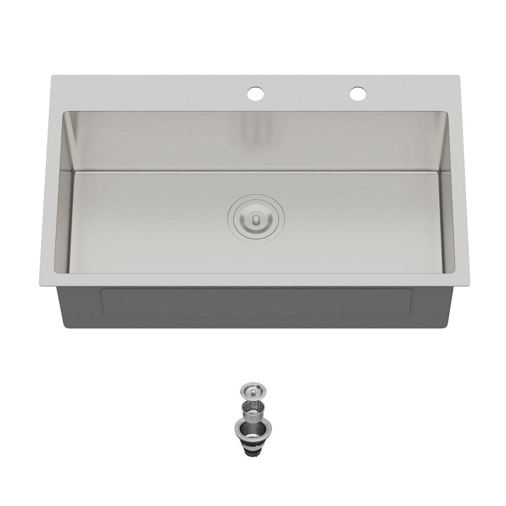 33 Inch Topmount Kitchen Sink with Single Bowl - Stainless Steel