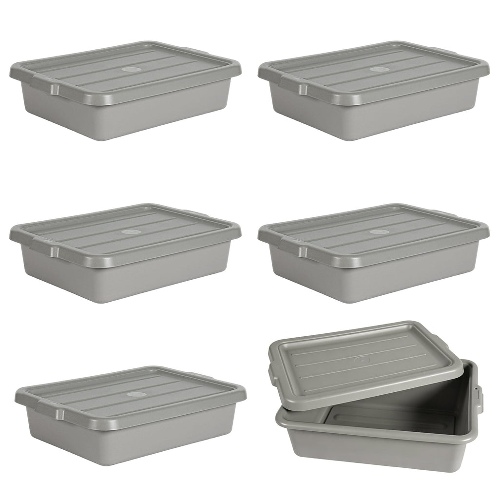 Commercial Meat Tubs with Lids 6-Pack - Food-Grade Plastic
