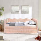 Gingham Daybed with USB Charging Port and Wave-Shaped Design - Multiple Colors