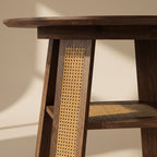 Extendable Round Dining Table for 4-6 with Storage Shelf - Particle Board