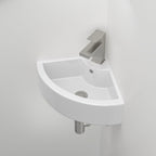 Triangle Porcelain Wall Mount Vessel Sink with Overflow - White
