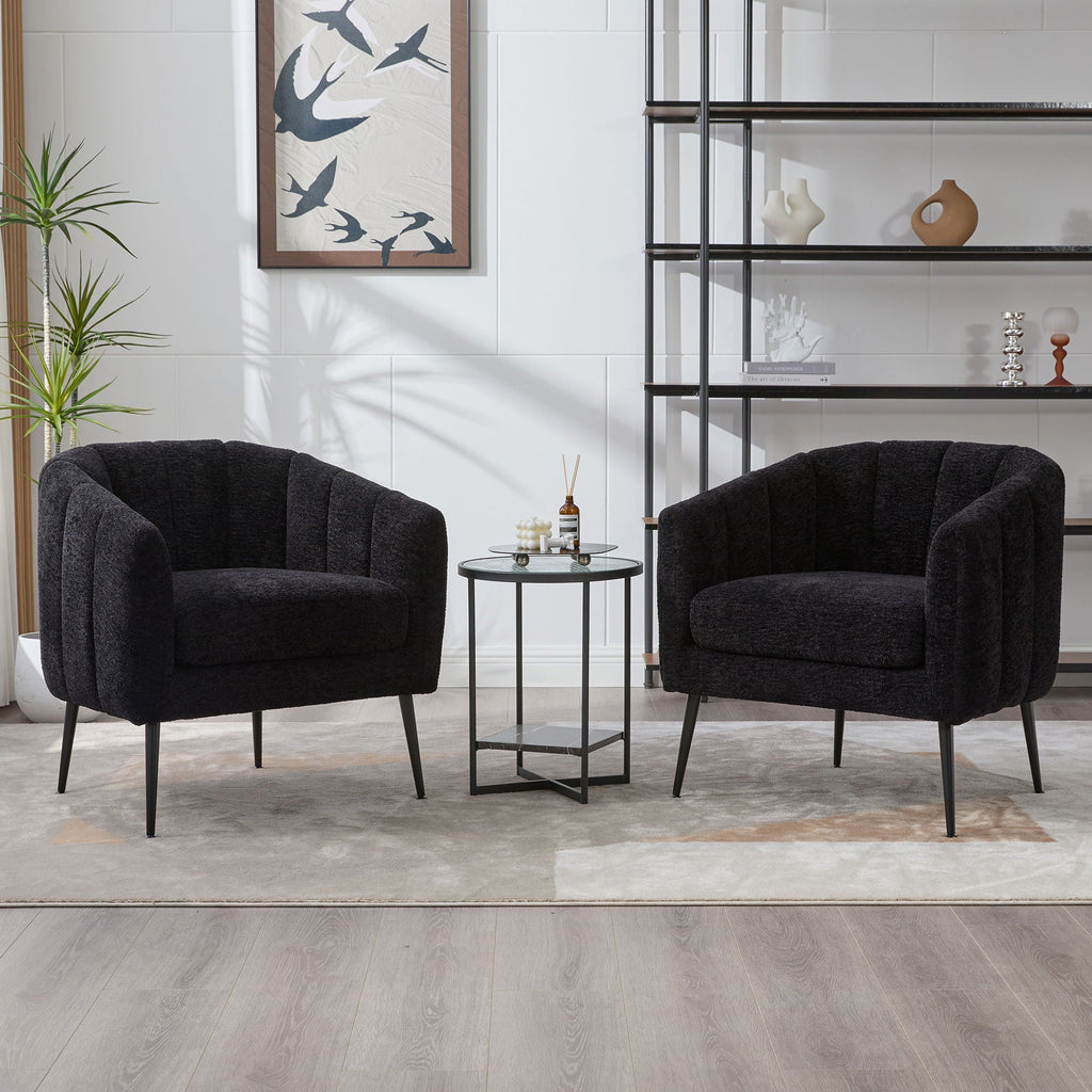 Vanity Barrel Accent Lounge Chair with Wraparound Backrest - Black or Dark Green