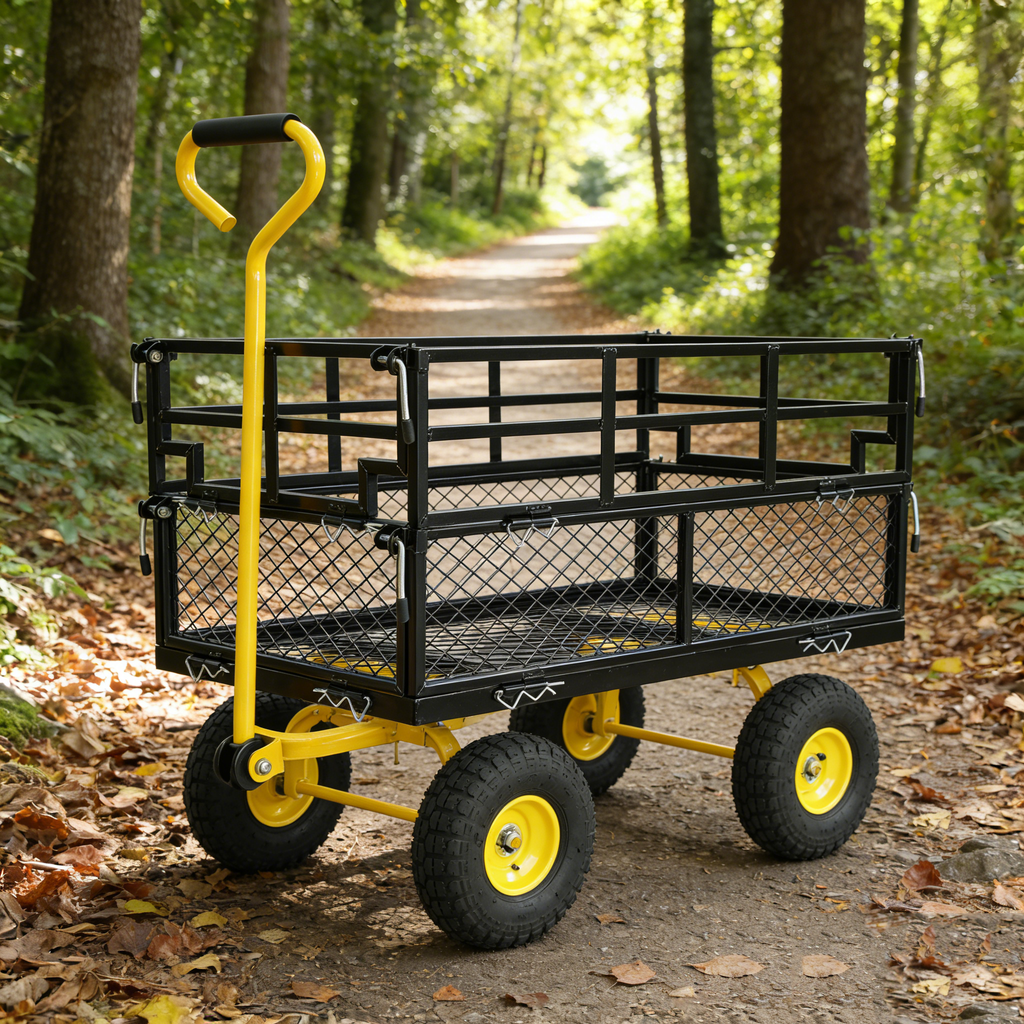 Outdoor Wagon Cart with Metal Frame - Green