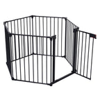 Adjustable Metal Safety Gate Play Yard with Pivoting Panels - Black