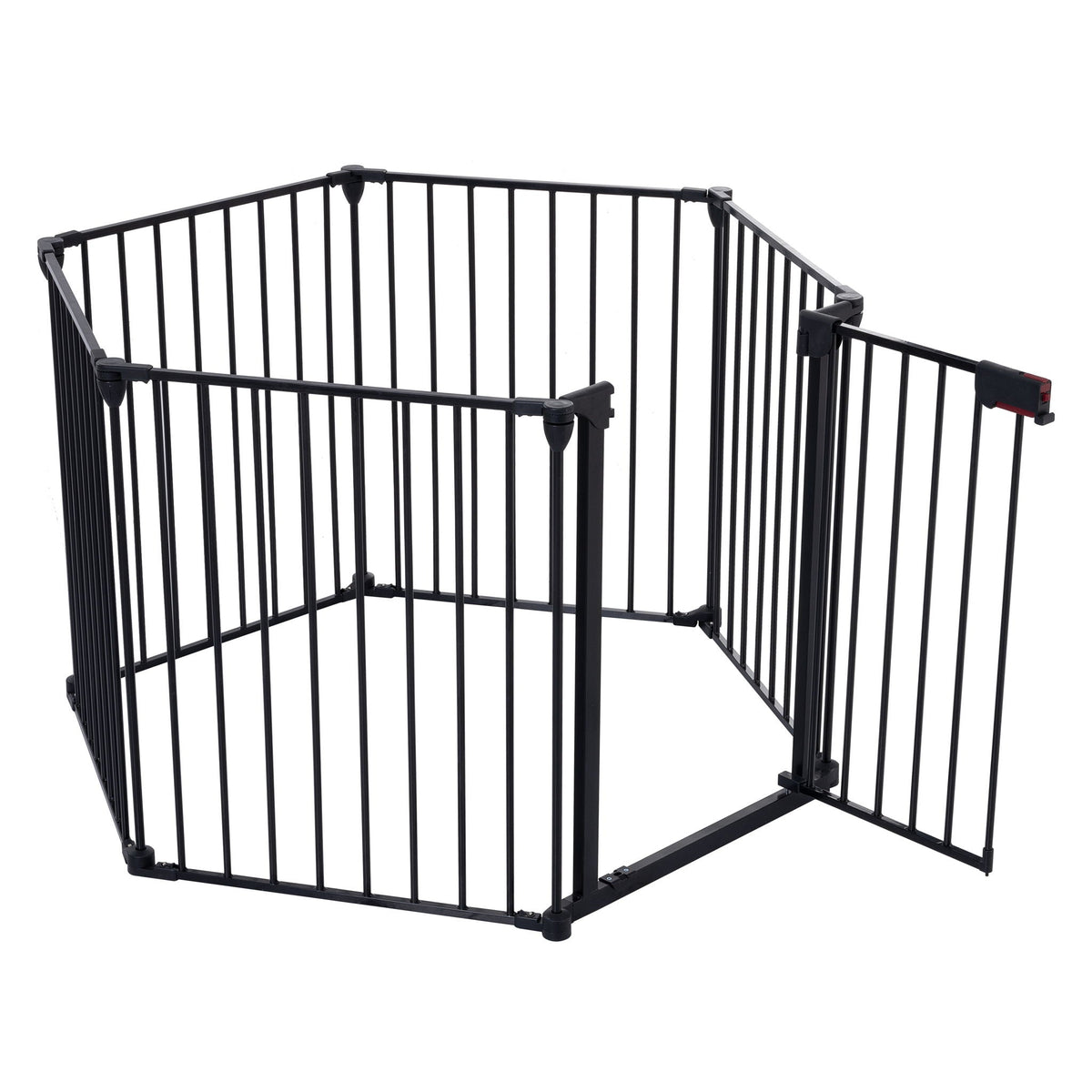Adjustable Metal Safety Gate Play Yard with Pivoting Panels - Black