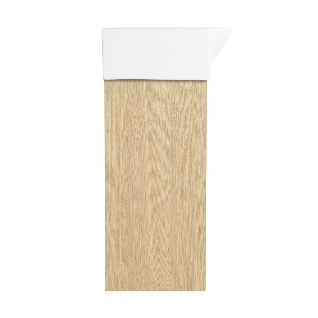 Modern Bathroom Vanity with Ceramic Basin and Storage Cabinet - Light Brown, Black, or White