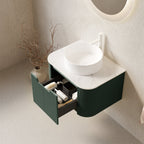 DINA 24" Floating Bathroom Vanity with Curved Edges and Ceramic Sink - Dark Green