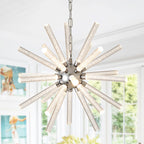 24-Light Bubble Pillar Chandelier with Adjustable Pendant Lighting - Metal