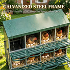 Metal Chicken Egg Laying Boxes with 8 Compartments and Waterproof Roof - Metallic