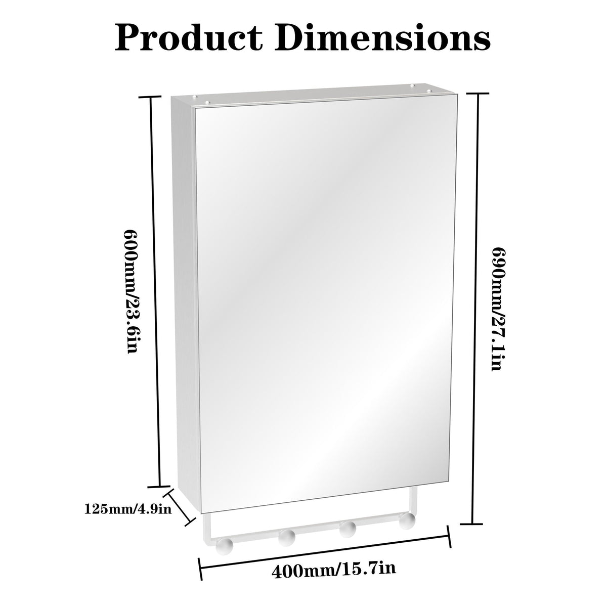 Silver Medicine Cabinet with Mirror and Adjustable Storage Shelves