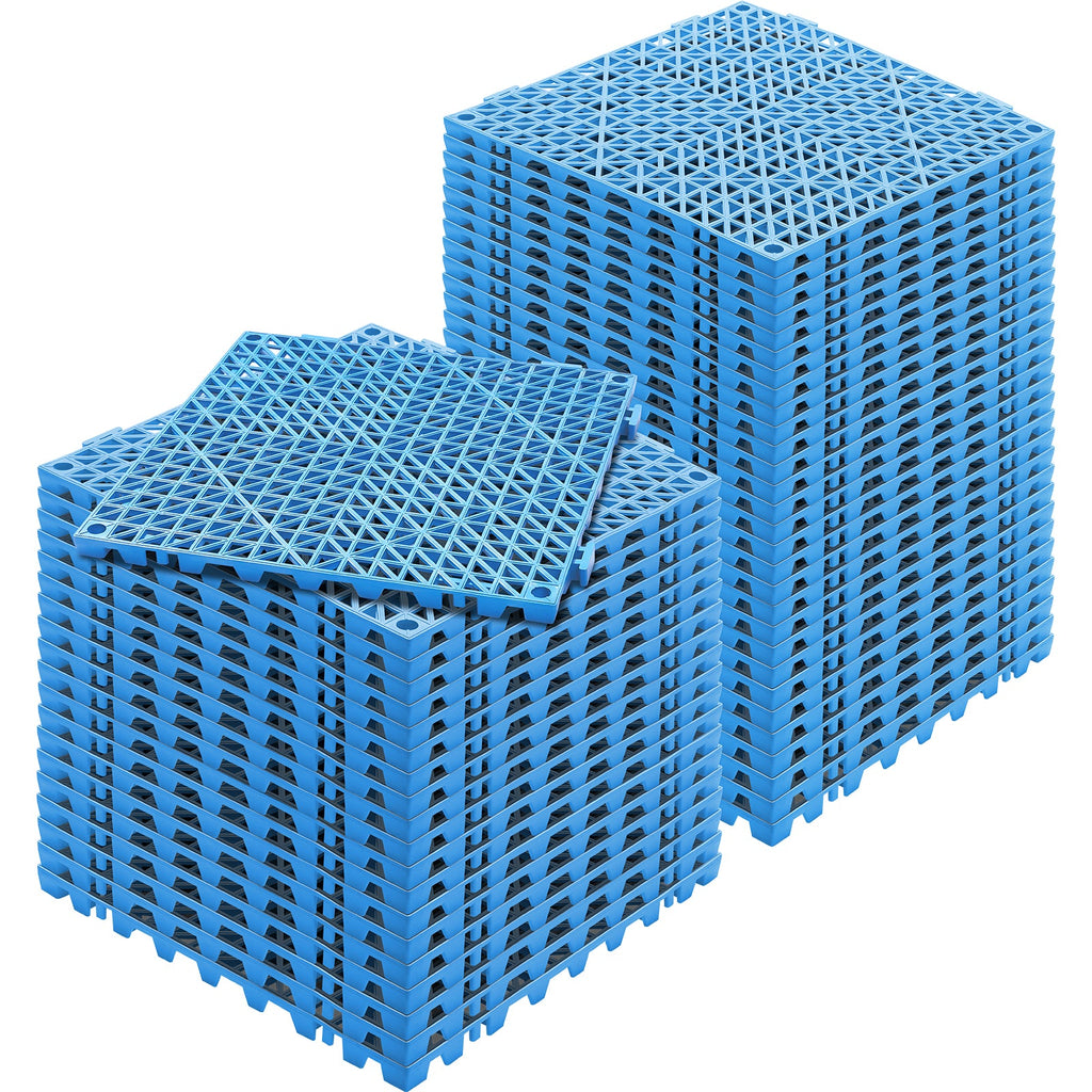Durable PVC Interlocking Tile 50PCS with Rapid Drainage - Blue, Black, or Gray