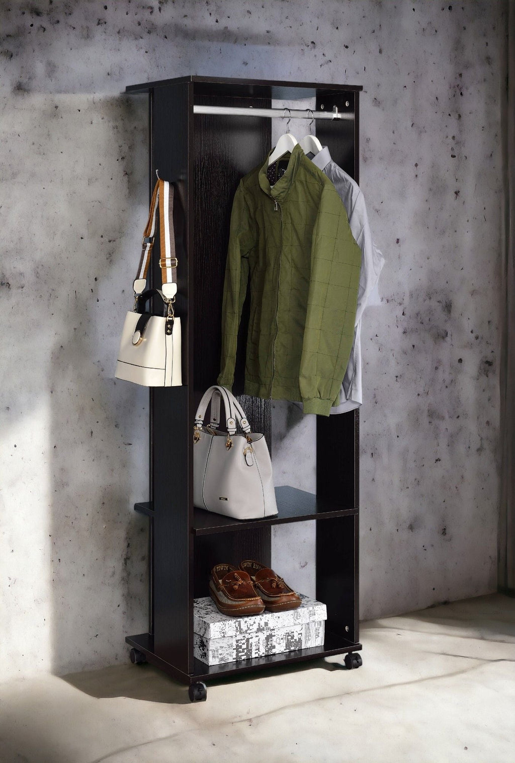Kolen Hall Tree with Full-Length Mirror - Espresso