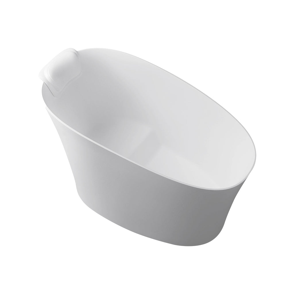51" Solid Surface Oval Freestanding Bathtub with Heat Retention - White