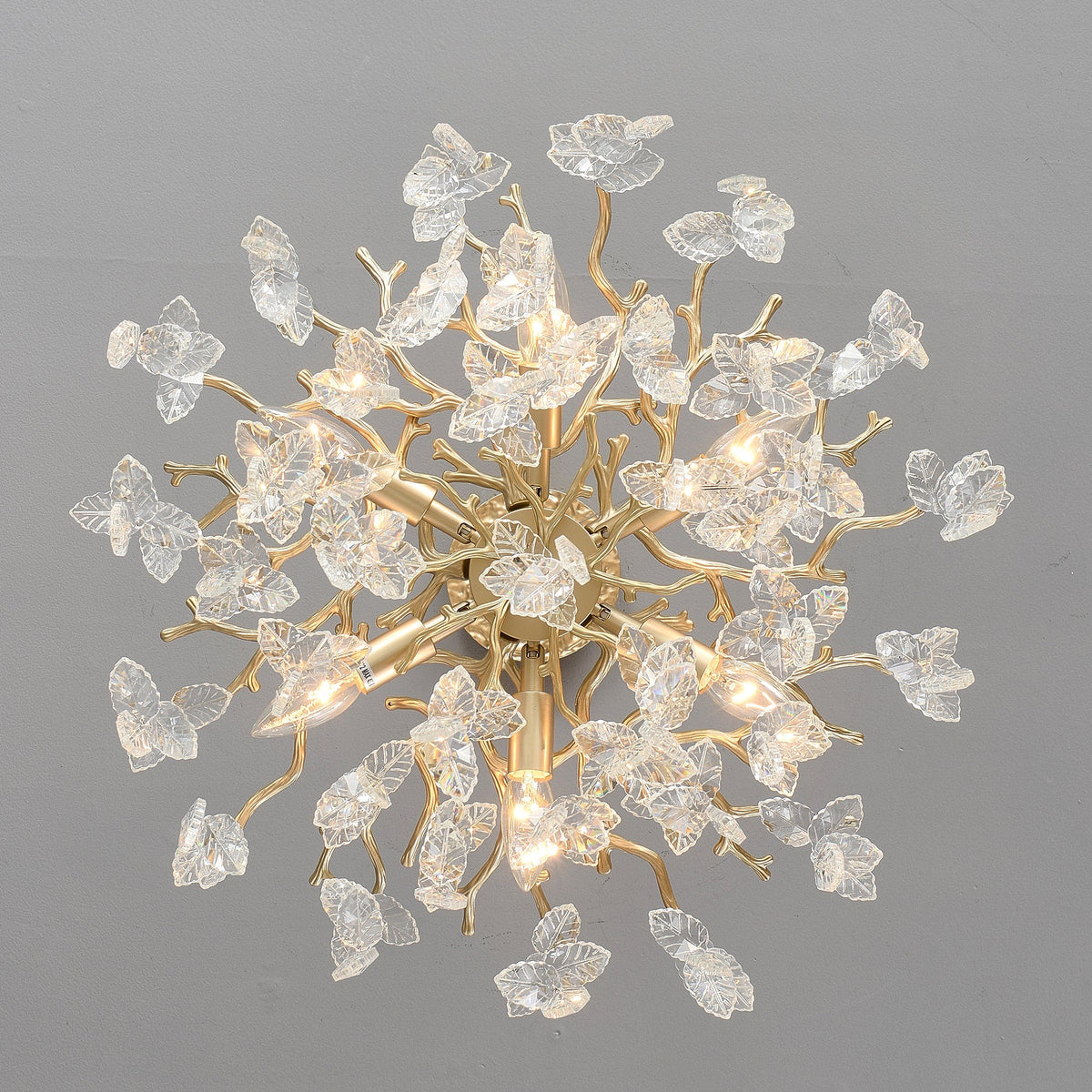 6-Light Crystal Chandelier with Gold Finish - Elegant Ceiling Lamp