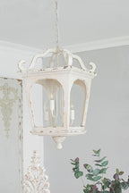 4 Light Wood Chandelier with Adjustable Chain - Cream White