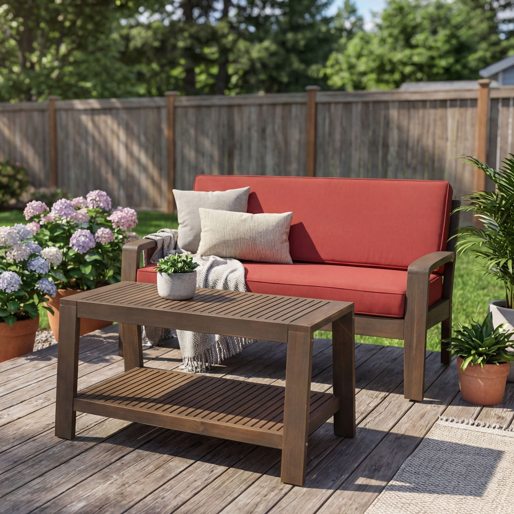2 Piece Outdoor Conversation Set with Loveseat & Coffee Table - Multiple Colors