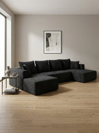 132.1 Inch U-Shaped Corduroy Modular Sectional Sofa - Gray