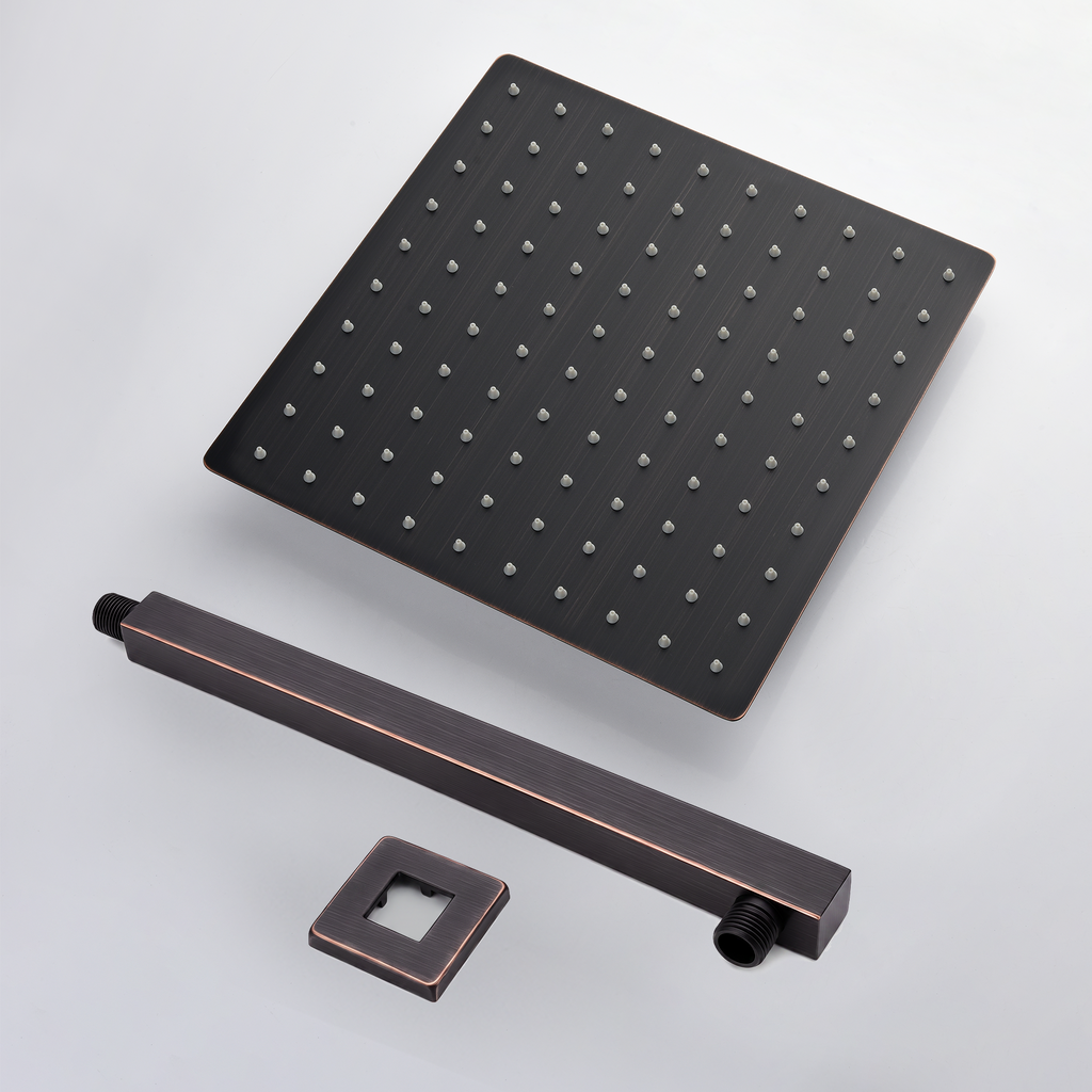 10 Inch Rainfall Square Shower Head with Wall Mount - Oil Rubbed Bronze