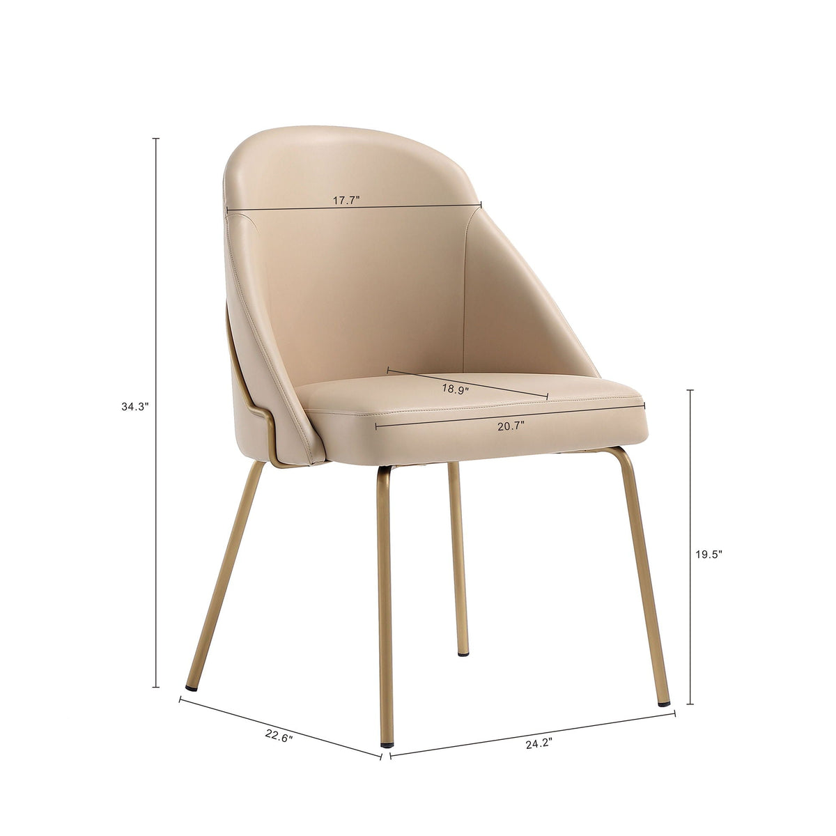 Upholstered Dining Chair with High-Density Foam - Beige, Gray, or White